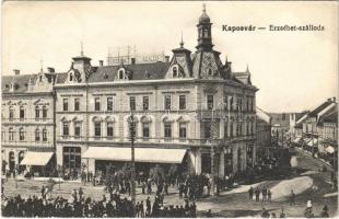 Kaposvár, Erzsébet szálloda, Földes Mór üzlete, piac