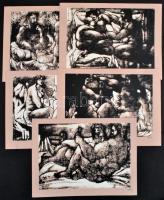 Amerigo Tot (1909-1984): 5 db jelzett ofszet nyomat mappában, 25×36 cm