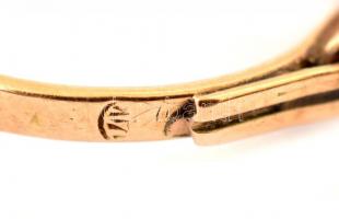 Arany(Au) 14K gyűrű kövekkel, jelzett, méret: 49, bruttó: 1,1 g