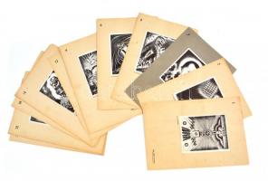 cca 1945 Keleti Ladislas képregénye - a pokolból a boldogság felé, 29 db, papírra ragasztva, enyhép kopottas bőr tokban.