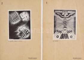 cca 1945 Keleti Ladislas képregénye - a pokolból a boldogság felé, 29 db, papírra ragasztva, enyhép ...