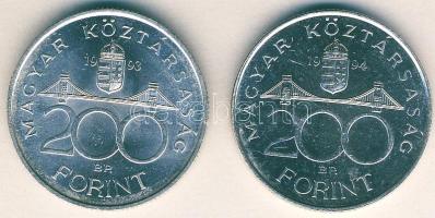 1993-94. 200Ft Ag "MNB" (1x) + "Deák" (1x) T:BU,2