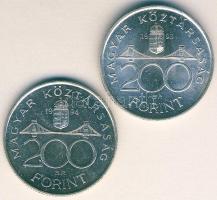 1993-94. 200Ft Ag "MNB" (1x) + "Deák" (1x) T:BU,2