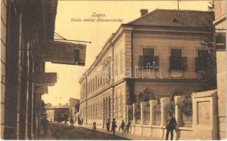 1909 Lugos, Lugoj; Zárda intézet, Özv. Fischer Mihályné üzlete, festészeti és vegyészeti intézet / nunnery, shops
