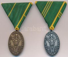 1992. Vám és Pénzügyőr Szolgálati Érem 10 és 20 év után, Br és ezüstpatinázott Br kitüntetés mellszalagon (2xklf), T:2 NMK 757.a, 755.a