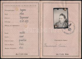 1945 Német Előzetes tartózkodási engedély magyar nő részére / Vorlaufiges Frendenpass