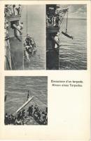 Elevazione dun torpedo / Hirsen eines Torpedos / Austro-Hungarian Navy, K.u.K. Kriegsmarine, lifting of the torpedos. G. Fano, Pola 1907-08. (ragasztónyom / glue mark)