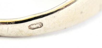 Ezüst(Ag) markazit kövekkel díszített gyűrű, jelzett, méret: 59, bruttó: 4,4 g