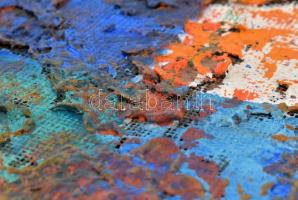 Wagner János (1936-): Ablak a kertre. Vegyes technika, vászon, kartonra kasírozva, jelzett. Hátoldal...