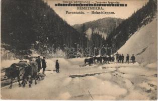 1928 Németmokra, Nemecka Mokra, Nimezka Mokra, Nimetska Mokra; Favontatás télen / Tragerea lemnelor / Holzschleppen / wood transport in winter