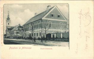 1901 Szávaszentdemeter, Mitrovice, Mitrovitz an der Save, Sremska Mitrovica; Reálgimnázium, templom / Real-Gimnazia / grammar school, church