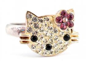Ezüst(Ag) Hello Kitty gyűrű, jelzett, méret: 54, bruttó: 4,1 g