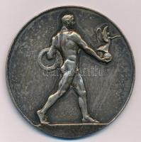 1924. Egyoldalas, ezüstözött sport emlékérem, hátlapon gravírozva "CONCURS DEINOT INTERNATIONAL...