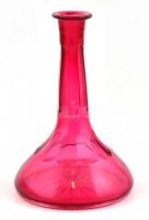 Rózsaszín üveg kiöntő, hámozott, hibátlan, m:19 cm,