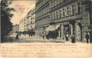 1901 Wien, Vienna, Bécs III. Boerhaavegasse mit K.u.K. Landwehr-Infanterie-Kadettenschule / street view, Austro-Hungarian K.u.K. military infantry cadet school (fl)
