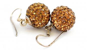 Shamballa gömb fülbevalópár ezüst(Ag) szerelékkel, jelzett, bruttó: 3,5 g