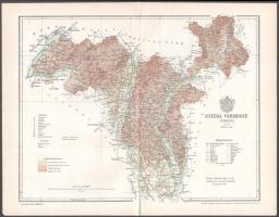 cca 1900 Nyitra vármegye térképe Posner 26x21 cm