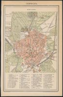 cca 1900 Debrecen térkép 14x21 cm