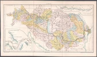 cca 1900 A Duna folyásának térképe 39x22 cm