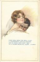 Romantic couple. Italian lady art postcard. Anna & Gasparini 443-6. artist signed