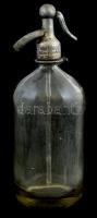 Dreher-Haggenmacher Budapest üveg, fém fején feliratozott, kopásnyomokkal, 1l, m: 30 cm