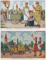 2 db RÉGI magyar második világháborús katonai humoros grafikai képeslap, Kluka / 1 pre-1945 WWII Hungarian military graphic postcards