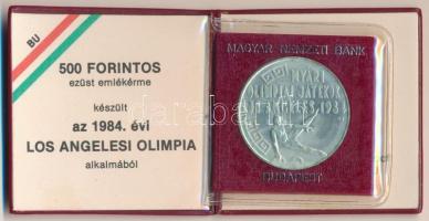 1984. 500Ft Ag "Nyári Olimpiai Játékok - Los Angeles" eredeti tokban, tanúsítvánnyal T:BU  Adamo EM79