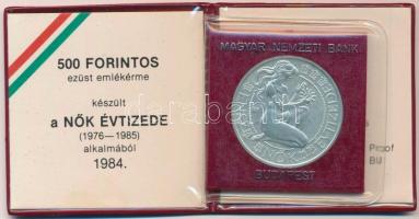 1984. 500Ft Ag "Nők évtizede" eredeti tokban, tanúsítvánnyal T:BU  Adamo EM77