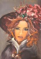 Nagy Imre jelzéssel: Női portré. Olaj, farost, festett fa keretben, 50x35 cm