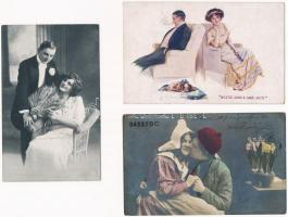 49 db RÉGI motívum képeslap vegyes minőségben: szerelmes párok / 49 pre-1945 motive postcards in mixed quality: couples in love