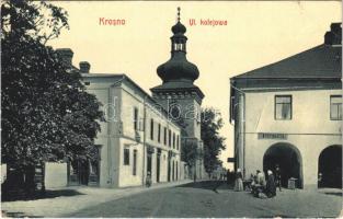Krosno, Ul. Kolejowa, Propinacya / railway street, shop, market. W.L. Bp. 994. (EK)