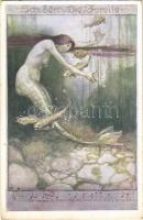 Die Forelle / Schubert nude lady art postcard. B.K.W.I. 979-6. (wet corner)