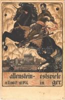 Wallenstein-Festspiele am 18. und 19. Juli 1908. in Eger / Wallenstein Festival in Cheb, advertising art postcard. K.u.K. Hoflithogr. A. Haase (Prag) litho s: R. Teschner (apró lyukak / pinholes)
