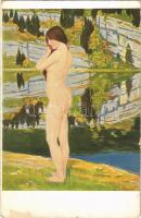 Reflexe. Serie X. 1. Jugend Postkarte / Erotic nude lady art postcard s: Jules Courvoisier (wet corner)