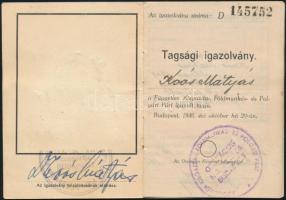 1946 Független Kisgazdapárt tagsági igazolványa