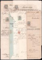 cca 1865 - cca 1910 kb 24 okmánybélyeges irat, közte bekebelezési kérvény, adásvételi szerződés, keresztlevél