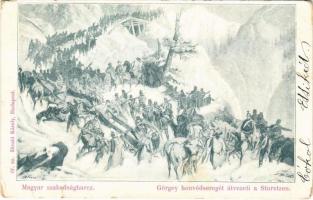 Magyar szabadságharc. Görgei honvéd seregét átvezeti a Sturetzen. Divald Károly 67. sz. / Hungarian military, Hungarian Revolution of 1848 (szakadások / tears)