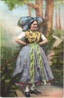 Spreewald / German folklore, traditional costume. Hermann Striemann Kunstverlagsanstalt No. 166.