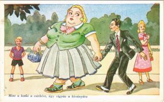 Mint a kotló a csirkére, úgy vigyáz a kicsinyére / Hungarian marriage humour, fat lady