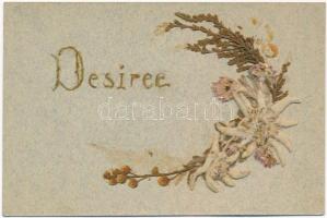 Desiree / Name Day greeting card with real flower
