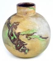 Jakab Bori márványmintás porcelán váza, jelzett, kis kopásnyomokkal, m: 18 cm