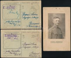 cca 1910 5 db katonai fotó, 10,5x6,5 cm és 14x9 cm közötti méretekben + 1944 2 db tábori postai leve...