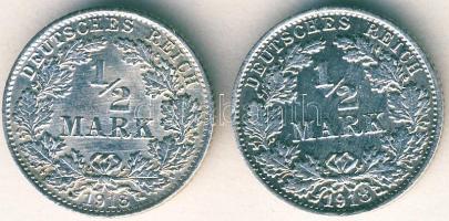 Német Birodalom/Császárság 1918D 1/2M Ag T:1 + 1918F érdekes nyitott "8"-as! T:1/2+