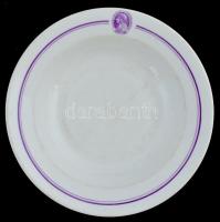 cca 1940 Mátyás pince vendéglő matricás leveses tál KPM porcelán. Jelzett, kopásokkal. d: 23 cm