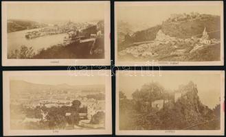 cca 1900-1930 4 db keményhátú fotó külföldi városokról, 5,5x10 cm