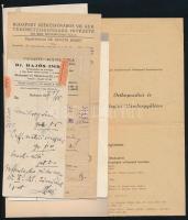 cca 1930-1950 Vegyes orvosi és gyógyszertári iratok, okmányok, receptek kb 15 db