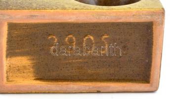 Retró iparművész mázas kerámia váza, számozott, mázhibával, m: 15 cm