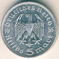 Német 3. Birodalom 1935D 5M Ag "Hindenburg" T:2/3