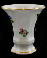 Herendi virág mintás vázácska. Kézzel festett, jelzett,. hibátlan. 6,5 cm