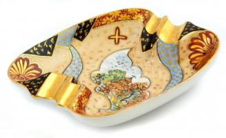 Drasche (Kőbányai Porcelán) Szacuma mintájú hamutartó. Kézzel festett, jelzett, Tervező: Pataky Piri...